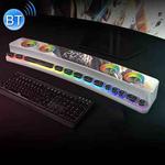 SOAIY SH39 Colorful Spectrum Lighting Effect + Mechanical Buttons + Clock Alarm + Battery Desktop Home Gaming Bluetooth Speaker(White)