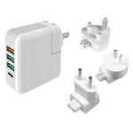 Portable QC3.0 5V 2.4A 3 USB Ports + USB-C / Type-C Port Travel Charger with UK & US & EU & AU Plug Set , For iPhone, Galaxy, Huawei, Xiaomi, LG, HTC and Other Smart Phones, Rechargeable Devices(White)