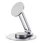 LK-T639 360 Degree Rotatable Foldable Magnetic Aluminum Alloy Desktop Phone Holder (Silver)