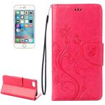 For  iPhone 8 & 7  Pressed Flowers Horizontal Flip Leather Case with Holder & Card Slots & Wallet(Magenta)
