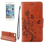 For  iPhone 8 & 7  Pressed Flowers Horizontal Flip Leather Case with Holder & Card Slots & Wallet(Brown)