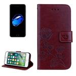 Fro  iPhone 8 & 7  Roses Pressed Flowers Pattern Flip Leather Case with Holder & Card Slots & Wallet (Brown)