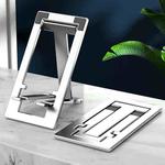 QQB002 Aluminium Alloy Retractable Phone Lazy Bracket Foldable Desktop Holder for Phones / Tablets within 7.9 inches(Silver)