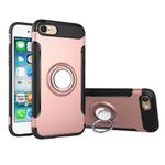 For  iPhone 8 & 7  Phone Ring Armor TPU + PC 360 Degrees Rotation Magnetic Phone Ring Stent Combination Case(Rose Gold)
