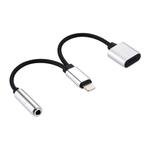 10cm 8 Pin Female & 3.5mm Audio Female to 8 Pin Male Charger Adapter Cable, Support iOS 10.3.1(Silver)