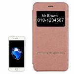 For  iPhone 8 & 7  Cross Texture Electroplating TPU Back Cover Horizontal Flip Leather Case with Call Display ID(Rose Gold)