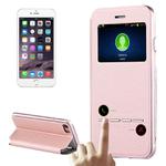 For  iPhone 8 & 7  Horizontal Flip Leather Case with Call Display ID & Holder(Pink)