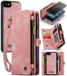 CaseMe for  iPhone 8 & 7  Multifunctional Leather Billfold with Detachable Magnetic PC Back Protective Case & Holder & 10 Card Slots & 3 Cash Slots & 1 Zipper Wallet & 2 Photo Frames & 3 Magnetic Clasps(Pink)