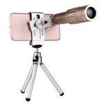 Universal 18X Magnification Lens Mobile Phone 3 in 1 Telescope + Tripod Mount + Mobile Phone Clip(Gold)