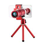 Universal 18X Magnification Lens Mobile Phone 3 in 1 Telescope + Tripod Mount + Mobile Phone Clip(Red)