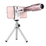Universal 18X Magnification Lens Mobile Phone 3 in 1 Telescope + Tripod Mount + Mobile Phone Clip(Rose Gold)