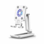 F6 Foldable Mobile Phone Tablet Desktop Stand Holder With Fill Light & Heat Dissipation (White)