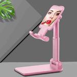 CH002 Universal Portable Foldable Mobile Phone Tablet Desktop Holder Bracket with Mirror (Pink)