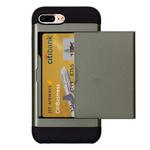For iPhone 8 Plus & 7 Plus   Slide Style TPU + PC Combination Case with Card Slot(Army Green)