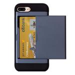 For iPhone 8 Plus & 7 Plus   Slide Style TPU + PC Combination Case with Card Slot(Dark Blue)