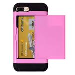 For iPhone 8 Plus & 7 Plus   Slide Style TPU + PC Combination Case with Card Slot(Pink)