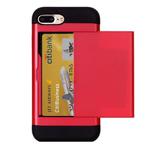 For iPhone 8 Plus & 7 Plus   Slide Style TPU + PC Combination Case with Card Slot(Red)
