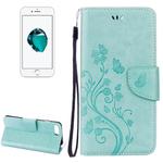For iPhone 8 Plus & 7 Plus   Flowers Embossing Horizontal Flip Leather Case with Holder & Card Slots & Wallet & Lanyard(Green)