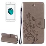 For iPhone 8 Plus & 7 Plus   Flowers Embossing Horizontal Flip Leather Case with Holder & Card Slots & Wallet & Lanyard(Grey)