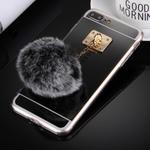 For iPhone 8 Plus & 7 Plus   Electroplating Mirror TPU Protective Cover Case with Furry Ball Chain Pendant(Black)