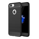 For iPhone 7 Plus Brushed Texture Fiber TPU Rugged Armor Protective Case(Black)