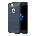 For iPhone 7 Plus Brushed Texture Fiber TPU Rugged Armor Protective Case(Dark Blue)