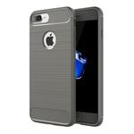 For iPhone 7 Plus Brushed Texture Fiber TPU Rugged Armor Protective Case(Grey)