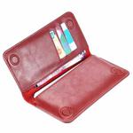 FLOVEME Universal Magnetic Genuine Leather Horizontal Flip Protective Case with Card Slots & Wallet for iPhone / Samsung / Huawei / Xiaomi / 5.5 inch Below Smartphones(Red)