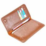 FLOVEME Universal Magnetic Genuine Leather Horizontal Flip Protective Case with Card Slots & Wallet for iPhone / Samsung / Huawei / Xiaomi / 5.5 inch Below Smartphones(Brown)
