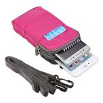 Universal Multi-function Plaid Texture Double Layer Zipper Sports Waist Bag / Shoulder Bag for iPhone X  & 7 & 7 Plus / Galaxy  S9+ / S8+ / Note 8 / Sony Xperia Z5 / Huawei Mate 8, Size: 16.5 x 9.0 x 3.0cm(Magenta)