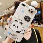 For iPhone 8 Plus & 7 Plus   Three Pandas Pattern 3D Lovely Papa Panda Dropproof Protective Back Cover Case