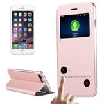 For iPhone 8 Plus & 7 Plus   Horizontal Flip Leather Case with Call Display ID & Holder(Pink)