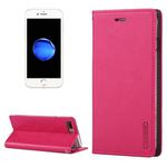 GOOSPERY BLUE MOON for iPhone 8 Plus & 7 Plus   Crazy Horse Texture Horizontal Flip Leather Case with Card Slots & Wallet & Holder(Magenta)
