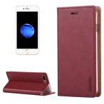 GOOSPERY BLUE MOON for iPhone 8 Plus & 7 Plus   Crazy Horse Texture Horizontal Flip Leather Case with Card Slots & Wallet & Holder(Wine Red)