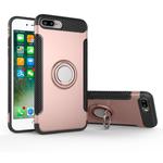 For iPhone 8 Plus & 7 Plus   Magnetic 360 Degree Rotation Ring Armor Protective Case(Rose Gold)