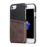 For iPhone 8 Plus & 7 Plus   Genuine Cowhide Leather Color Matching Back Cover Case with Card Slot(Taupe)