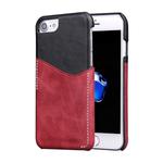 For iPhone 8 Plus & 7 Plus   Genuine Cowhide Leather Color Matching Back Cover Case with Card Slot(Wind Red)