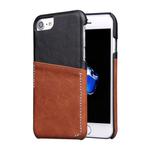 For iPhone 8 Plus & 7 Plus   Genuine Cowhide Leather Color Matching Back Cover Case with Card Slot(Brown)