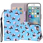 Panda Pattern Colored Drawing Horizontal Flip Leather Case For iPhone SE 2020 & 8 & 7, with Holder & Card Slots & Wallet & Lanyard