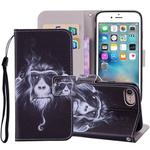Chimpanzee Pattern Colored Drawing Horizontal Flip Leather Case For iPhone SE 2020 & 8 & 7, with Holder & Card Slots & Wallet & Lanyard