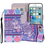 Elephant Pattern Colored Drawing Horizontal Flip Leather Case For iPhone SE 2020 & 8 & 7, with Holder & Card Slots & Wallet & Lanyard