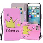 Crown Pattern Colored Drawing Horizontal Flip Leather Case For iPhone SE 2020 & 8 & 7, with Holder & Card Slots & Wallet & Lanyard