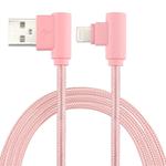 25cm Nylon Weave Style USB to 8 Pin Double Elbow Charging Cable(Pink)