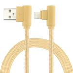 25cm Nylon Weave Style USB to 8 Pin Double Elbow Charging Cable(Gold)