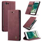 CaseMe-013 Multifunctional Retro Frosted Horizontal Flip Leather Case for iPhone 7 / 8, with Card Slot & Holder & Wallet(Wine Red)