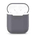 Portable Wireless Bluetooth Earphone Silicone Protective Box Anti-lost Dropproof Storage Bag for Apple AirPods 1/2(Earphone is not Included)(Grey)