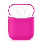 Portable Wireless Bluetooth Earphone Silicone Protective Box Anti-lost Dropproof Storage Bag for Apple AirPods 1/2(Earphone is not Included)(Magenta)