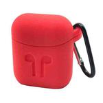 Portable Wireless Bluetooth Earphone Silicone Protective Box Anti-lost Dropproof Storage Bag with Hook Portable for Apple AirPods 1/2(Red)