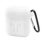 Portable Wireless Bluetooth Earphone Silicone Protective Box Anti-lost Dropproof Storage Bag with Hook for Apple AirPods 1/2(White)