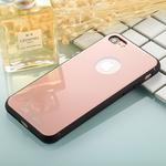 For iPhone SE 2020 & 8 & 7 0.8mm Tempered Glass High Quality TPU Airframe Protective Back Cover Case(Rose Gold)